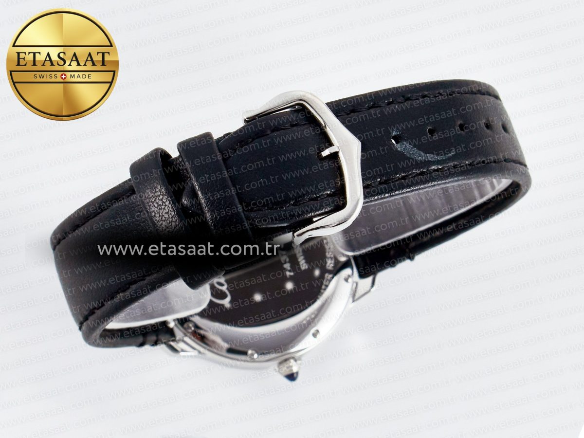 Ronde De Cartier 36mm DRF 1:1 Best Edition Sandblasted Silver-Plated White Dial on Black Leather Strap Ronda Quartz - Görsel 14