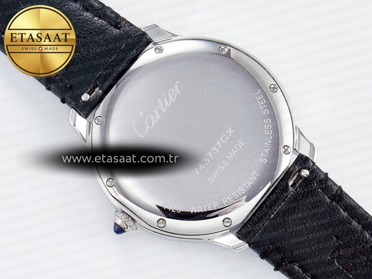Ronde De Cartier 36mm DRF 1:1 Best Edition Sandblasted Silver-Plated White Dial on Black Leather Strap Ronda Quartz - Görsel 15