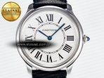 Ronde De Cartier 36mm DRF 1:1 Best Edition Sandblasted Silver-Plated White Dial on Black Leather Strap Ronda Quartz - Görsel 4