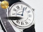 Ronde De Cartier 36mm DRF 1:1 Best Edition Sandblasted Silver-Plated White Dial on Black Leather Strap Ronda Quartz - Görsel 5