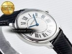 Ronde De Cartier 36mm DRF 1:1 Best Edition Sandblasted Silver-Plated White Dial on Black Leather Strap Ronda Quartz - Görsel 7