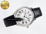 Ronde De Cartier 36mm DRF 1:1 Best Edition Sandblasted Silver-Plated White Dial on Black Leather Strap Ronda Quartz - Görsel 8