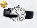 Ronde De Cartier 36mm DRF 1:1 Best Edition Sandblasted Silver-Plated White Dial on Black Leather Strap Ronda Quartz - Görsel 9