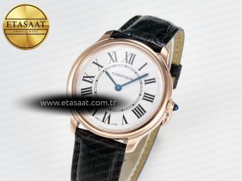 Ronde De Cartier 36mm RG DRF 1:1 Best Edition Sandblasted Silver-Plated White Dial on Black Leather Strap Ronda Quartz