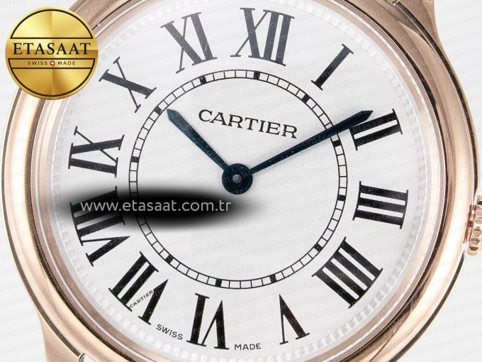 Ronde De Cartier 36mm RG DRF 1:1 Best Edition Sandblasted Silver-Plated White Dial on Black Leather Strap Ronda Quartz - Görsel 10