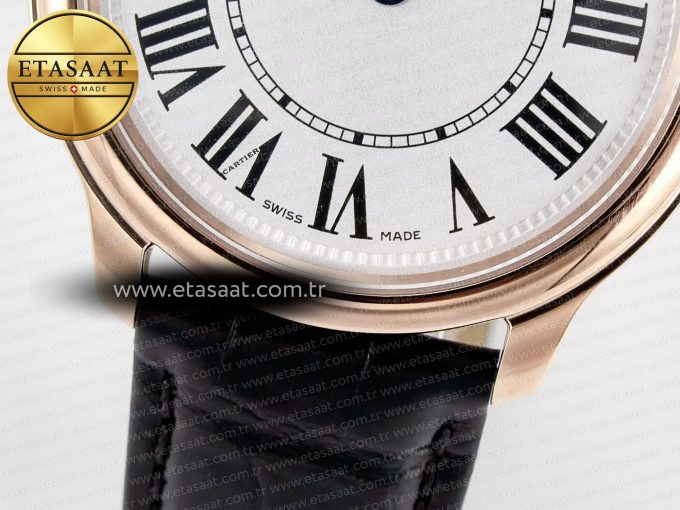 Ronde De Cartier 36mm RG DRF 1:1 Best Edition Sandblasted Silver-Plated White Dial on Black Leather Strap Ronda Quartz - Görsel 11
