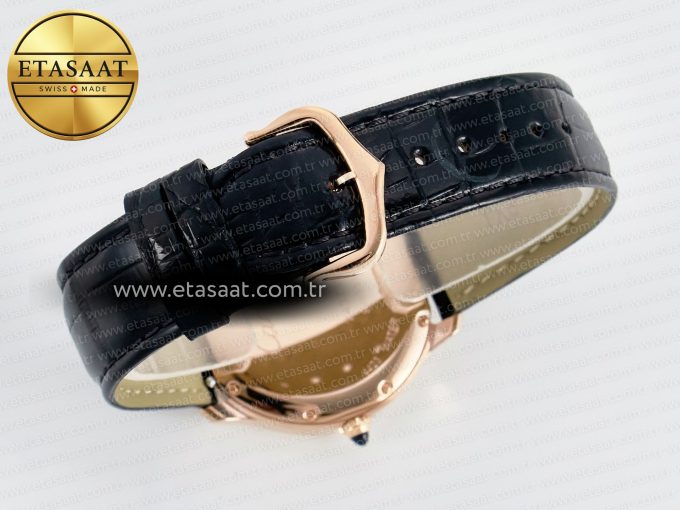 Ronde De Cartier 36mm RG DRF 1:1 Best Edition Sandblasted Silver-Plated White Dial on Black Leather Strap Ronda Quartz - Görsel 14