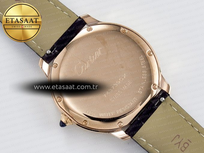 Ronde De Cartier 36mm RG DRF 1:1 Best Edition Sandblasted Silver-Plated White Dial on Black Leather Strap Ronda Quartz - Görsel 15