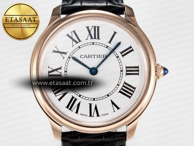 Ronde De Cartier 36mm RG DRF 1:1 Best Edition Sandblasted Silver-Plated White Dial on Black Leather Strap Ronda Quartz - Görsel 4
