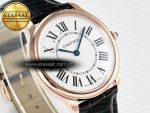 Ronde De Cartier 36mm RG DRF 1:1 Best Edition Sandblasted Silver-Plated White Dial on Black Leather Strap Ronda Quartz - Görsel 5