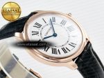 Ronde De Cartier 36mm RG DRF 1:1 Best Edition Sandblasted Silver-Plated White Dial on Black Leather Strap Ronda Quartz - Görsel 7