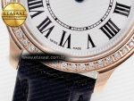 Ronde Louis Cartier 29mm RG DRF 1:1 Best Edition Sandblasted Beige Dial Diamonds Bezel on Black Leather Strap Ronda Quartz - Görsel 11