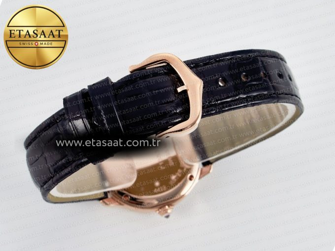 Ronde Louis Cartier 29mm RG DRF 1:1 Best Edition Sandblasted Beige Dial Diamonds Bezel on Black Leather Strap Ronda Quartz - Görsel 14