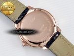 Ronde Louis Cartier 29mm RG DRF 1:1 Best Edition Sandblasted Beige Dial Diamonds Bezel on Black Leather Strap Ronda Quartz - Görsel 15