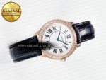 Ronde Louis Cartier 29mm RG DRF 1:1 Best Edition Sandblasted Beige Dial Diamonds Bezel on Black Leather Strap Ronda Quartz - Görsel 8