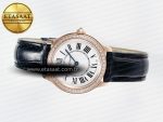 Ronde Louis Cartier 29mm RG DRF 1:1 Best Edition Sandblasted Beige Dial Diamonds Bezel on Black Leather Strap Ronda Quartz - Görsel 9