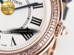 Ronde Louis Cartier 29mm RG DRF 1:1 Best Edition Sandblasted Beige Dial Diamonds Bezel on Blue Leather Strap Ronda Quartz - Görsel 12