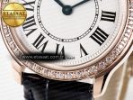 Ronde Louis Cartier 29mm RG DRF 1:1 Best Edition Sandblasted Beige Dial Diamonds Bezel on Blue Leather Strap Ronda Quartz - Görsel 13