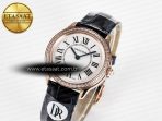Ronde Louis Cartier 29mm RG DRF 1:1 Best Edition Sandblasted Beige Dial Diamonds Bezel on Blue Leather Strap Ronda Quartz - Görsel 2