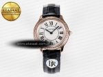 Ronde Louis Cartier 29mm RG DRF 1:1 Best Edition Sandblasted Beige Dial Diamonds Bezel on Blue Leather Strap Ronda Quartz - Görsel 3
