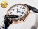 Ronde Louis Cartier 29mm RG DRF 1:1 Best Edition Sandblasted Beige Dial Diamonds Bezel on Blue Leather Strap Ronda Quartz - Görsel 6