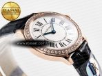 Ronde Louis Cartier 29mm RG DRF 1:1 Best Edition Sandblasted Beige Dial Diamonds Bezel on Blue Leather Strap Ronda Quartz - Görsel 7
