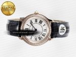 Ronde Louis Cartier 29mm RG DRF 1:1 Best Edition Sandblasted Beige Dial Diamonds Bezel on Blue Leather Strap Ronda Quartz - Görsel 9