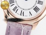 Ronde Louis Cartier 29mm RG DRF 1:1 Best Edition Sandblasted Beige Dial on Purple Leather Strap Ronda Quartz - Görsel 11