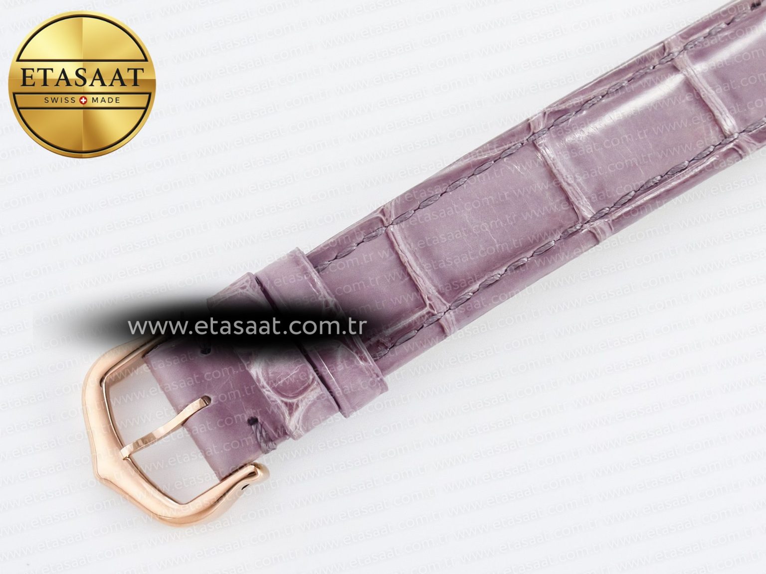 Ronde Louis Cartier 29mm RG DRF 1:1 Best Edition Sandblasted Beige Dial on Purple Leather Strap Ronda Quartz - Görsel 17
