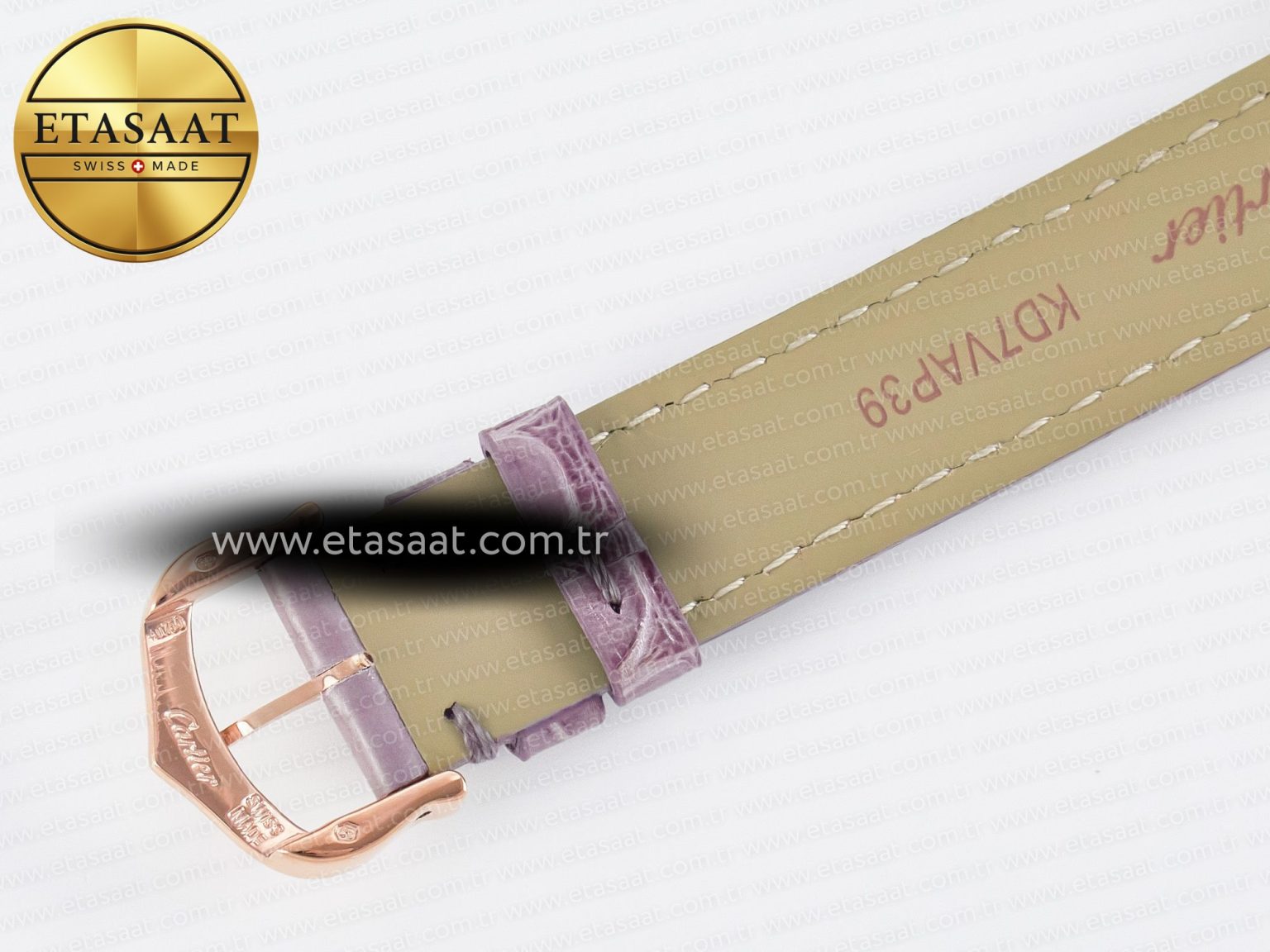 Ronde Louis Cartier 29mm RG DRF 1:1 Best Edition Sandblasted Beige Dial on Purple Leather Strap Ronda Quartz - Görsel 18