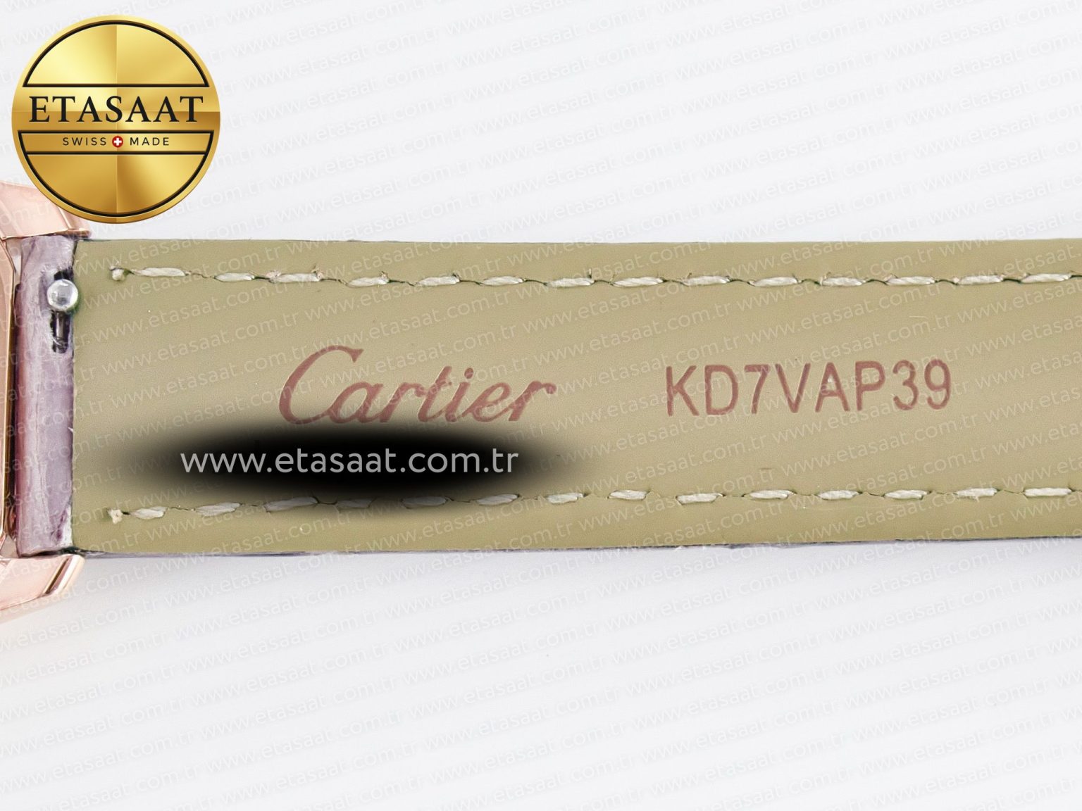 Ronde Louis Cartier 29mm RG DRF 1:1 Best Edition Sandblasted Beige Dial on Purple Leather Strap Ronda Quartz - Görsel 19