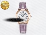Ronde Louis Cartier 29mm RG DRF 1:1 Best Edition Sandblasted Beige Dial on Purple Leather Strap Ronda Quartz - Görsel 3
