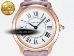Ronde Louis Cartier 29mm RG DRF 1:1 Best Edition Sandblasted Beige Dial on Purple Leather Strap Ronda Quartz - Görsel 4
