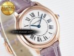 Ronde Louis Cartier 29mm RG DRF 1:1 Best Edition Sandblasted Beige Dial on Purple Leather Strap Ronda Quartz - Görsel 5