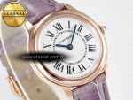 Ronde Louis Cartier 29mm RG DRF 1:1 Best Edition Sandblasted Beige Dial on Purple Leather Strap Ronda Quartz - Görsel 5