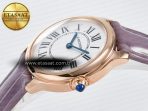 Ronde Louis Cartier 29mm RG DRF 1:1 Best Edition Sandblasted Beige Dial on Purple Leather Strap Ronda Quartz - Görsel 6