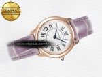 Ronde Louis Cartier 29mm RG DRF 1:1 Best Edition Sandblasted Beige Dial on Purple Leather Strap Ronda Quartz - Görsel 8