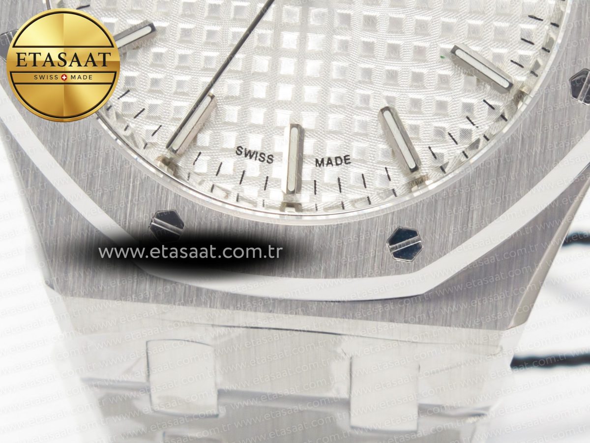 Royal Oak 34mm SS ZF 1:1 Best Edition White Textured Dial on SS Bracelet A5800 - Görsel 12