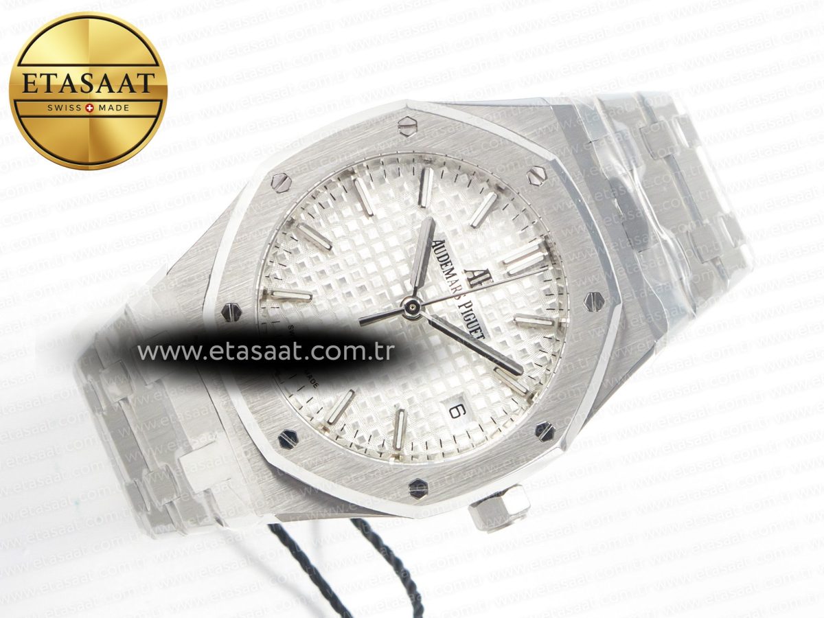 Royal Oak 34mm SS ZF 1:1 Best Edition White Textured Dial on SS Bracelet A5800 - Görsel 8