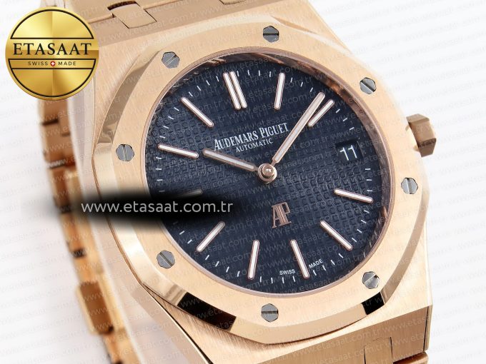 Royal Oak 39mm 15202 RG IPF 1:1 Best Edition Blue Textured Dial on RG Bracelet A2121 - Görsel 5