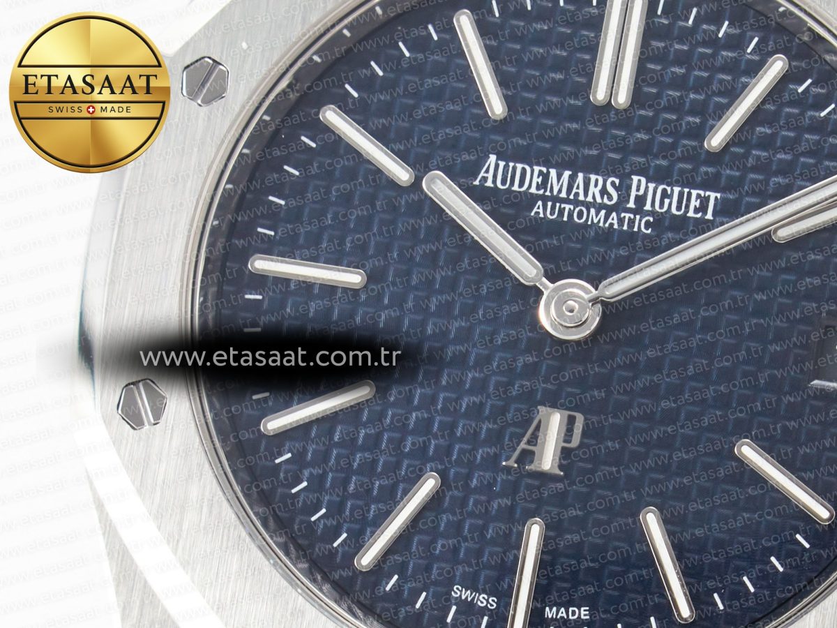 Royal Oak 39mm 15202 SS ZF 1:1 Best Edition Blue Textured Dial on SS Bracelet A2121 V2 - Görsel 10