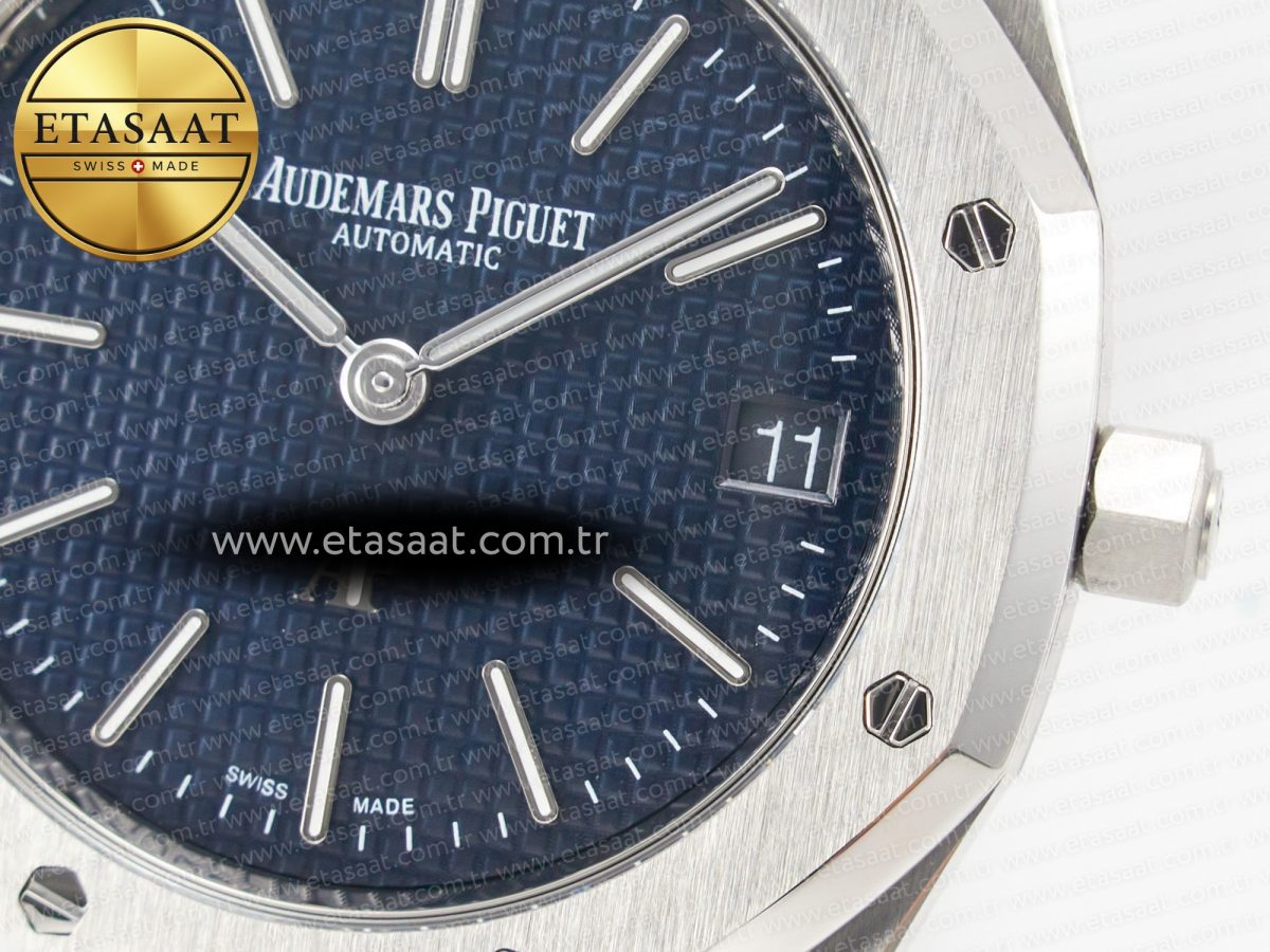 Royal Oak 39mm 15202 SS ZF 1:1 Best Edition Blue Textured Dial on SS Bracelet A2121 V2 - Görsel 12