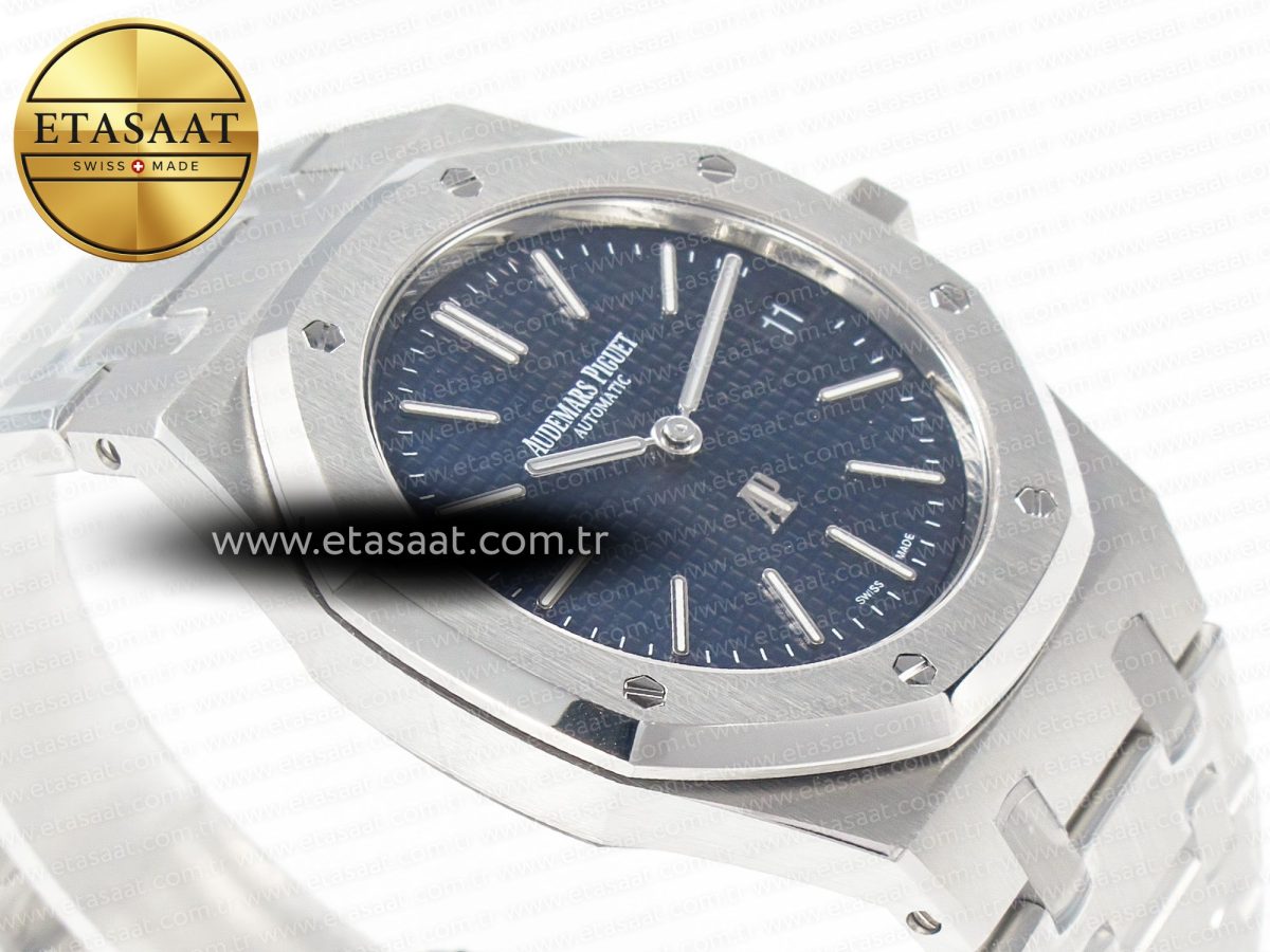 Royal Oak 39mm 15202 SS ZF 1:1 Best Edition Blue Textured Dial on SS Bracelet A2121 V2 - Görsel 7