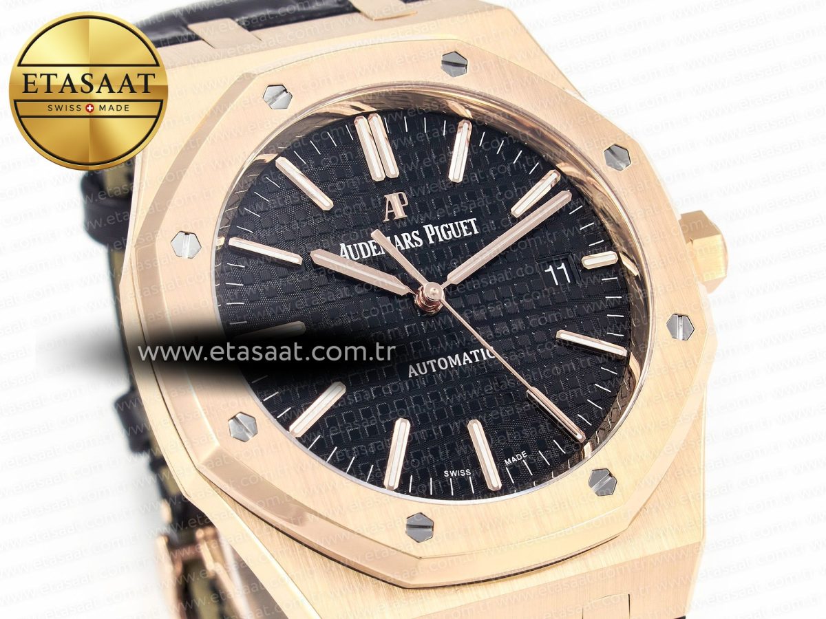 Audemars Piguet Royal 15400  Black Leather Strap SA3120 - Görsel 5