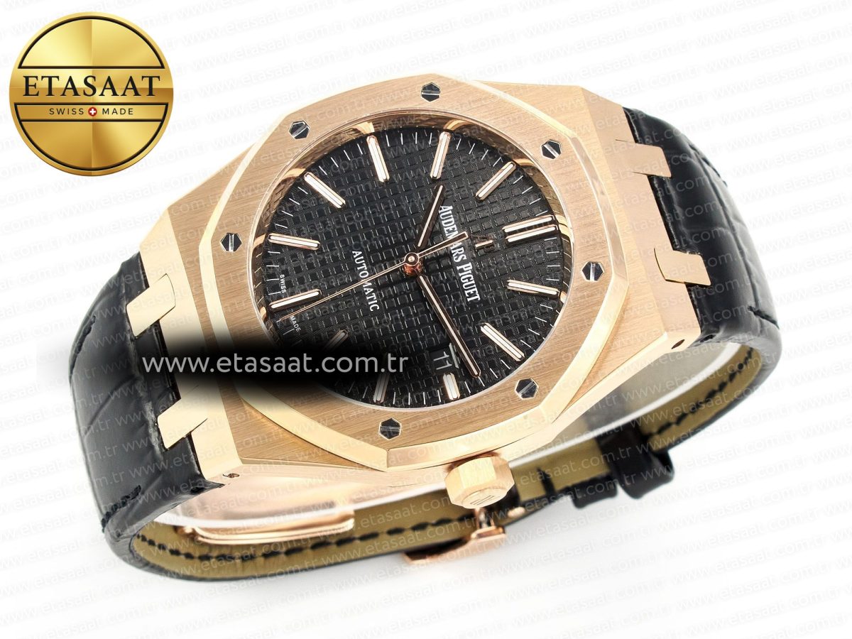Audemars Piguet Royal 15400  Black Leather Strap SA3120 - Görsel 8