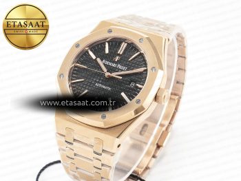 Royal Oak 41mm 15400 RG ZF 1:1 Best Edition Black Textured Dial on RG Bracelet V2 SA3120 Super Clone