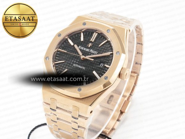 Royal Oak 41mm 15400 RG ZF 1:1 Best Edition Black Textured Dial on RG Bracelet V2 SA3120 Super Clone