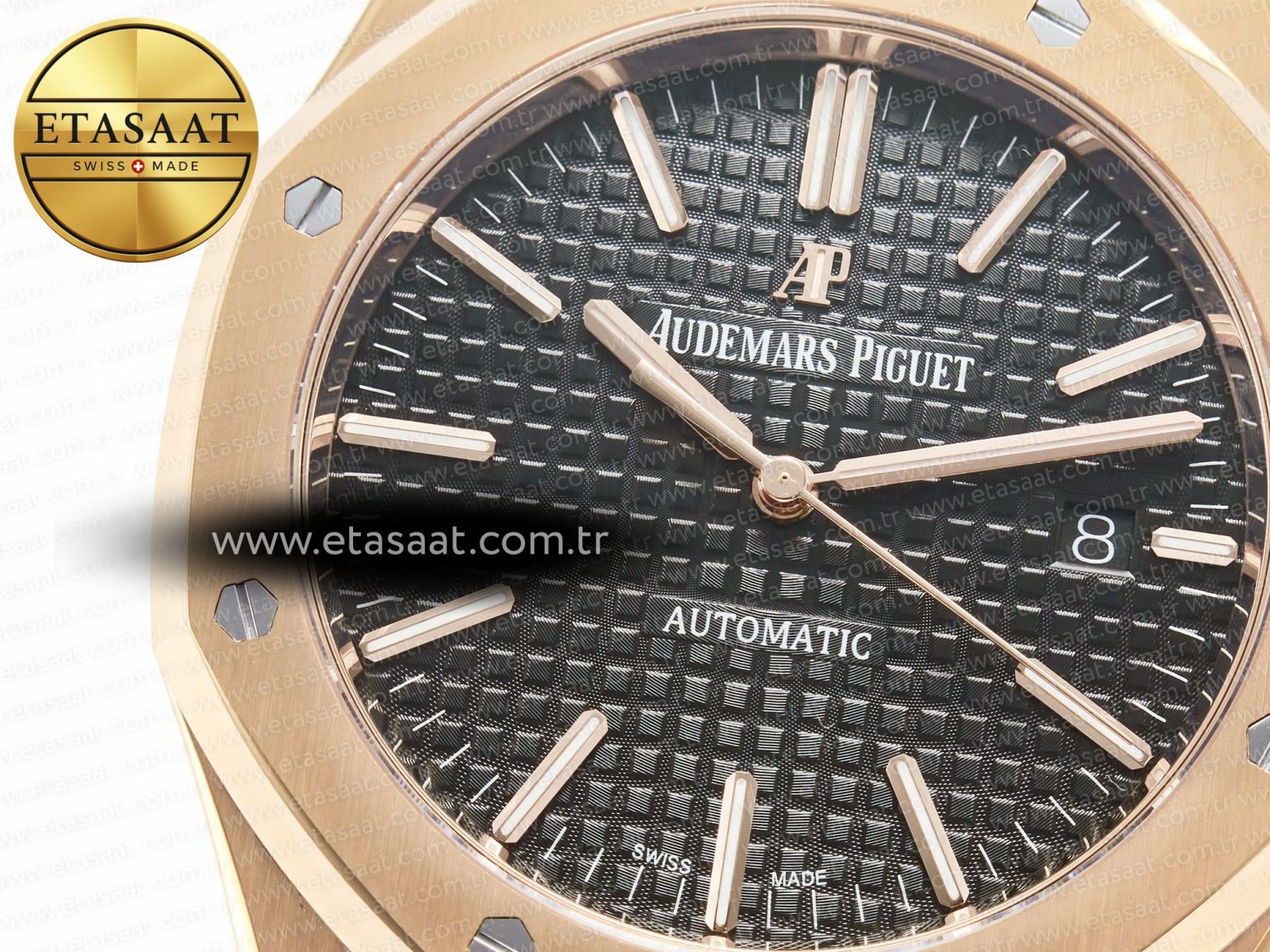 Royal Oak 41mm 15400 RG ZF 1:1 Best Edition Black Textured Dial on RG Bracelet V2 SA3120 Super Clone - Görsel 10