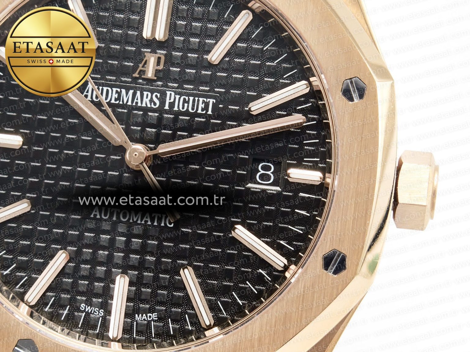 Royal Oak 41mm 15400 RG ZF 1:1 Best Edition Black Textured Dial on RG Bracelet V2 SA3120 Super Clone - Görsel 12