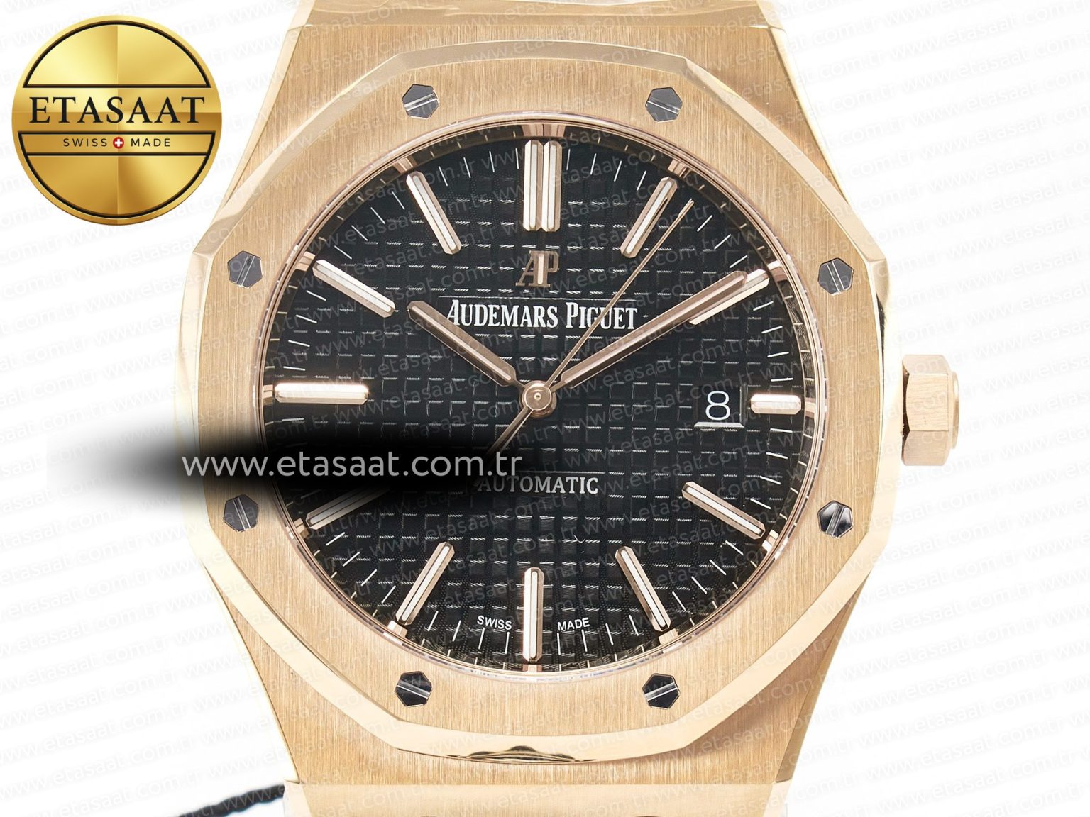 Royal Oak 41mm 15400 RG ZF 1:1 Best Edition Black Textured Dial on RG Bracelet V2 SA3120 Super Clone - Görsel 4